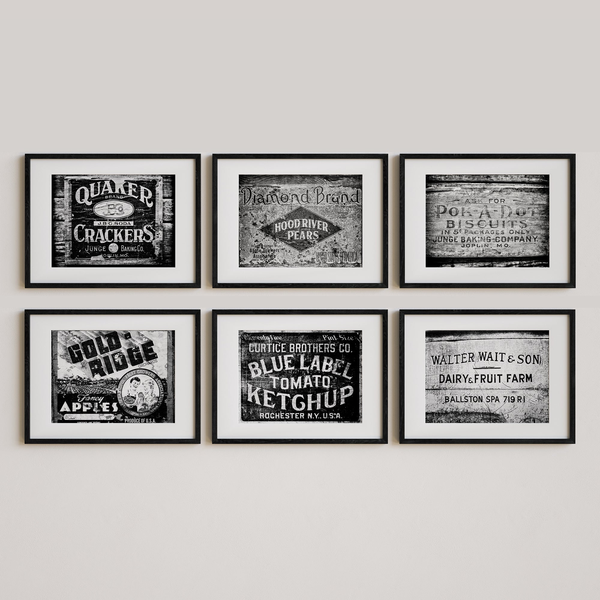 Vintage Farmhouse Kitchen Wall Art Set of 9 Mercantile Art Prints or Canvas