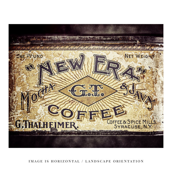 New Era Coffee Tin Print - Kitchen Decor with Vintage Charm