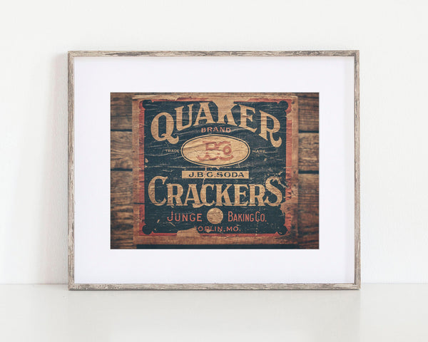 Vintage Quaker Crackers Crate Print - Kitchen Art Decor