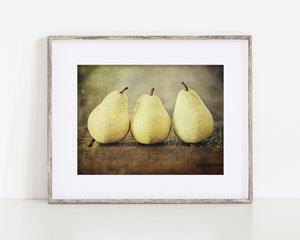 Rustic Kitchen Wall Art - Three Pears - Farmhouse Home Decor