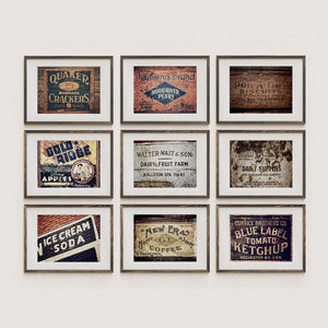 Lisa Russo Fine Art Kitchen Decor Vintage Rustic Kitchen Crates - Set of 9 Warm Brown Prints