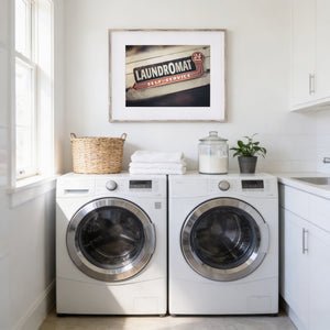 Lisa Russo Fine Art Laundry Room Decor Retro Laundromat Sign Art Print - Vintage Laundry Room Decor