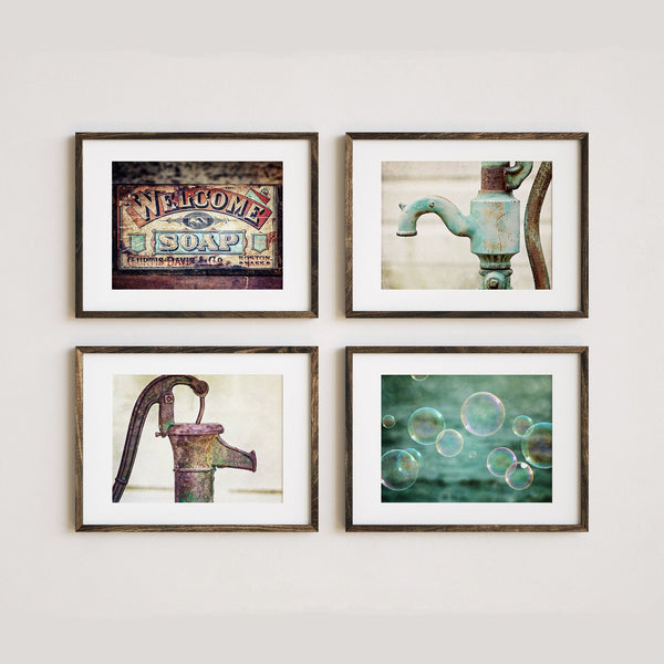 Bubbles Bathroom Decor Art Prints - Set of 4