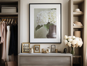Lisa Russo Fine Art Nature Photography Ivory Hydrangea Art Print - Neutral Shabby Chic or French Country Home Decor