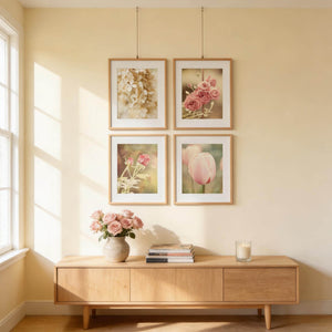 Lisa Russo Fine Art Nature Photography Pink Shabby Chic Floral Art Prints Set of 4 - Flowers for Home Decor