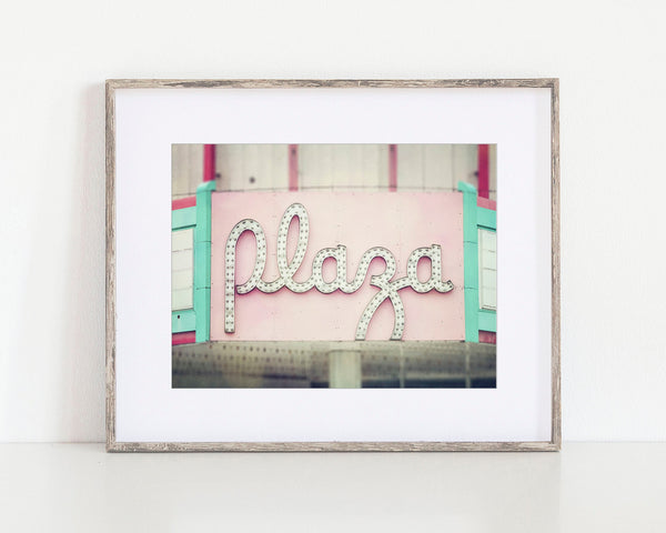 Pennsylvania  Erie Plaza Theater Print - Pink Marquee