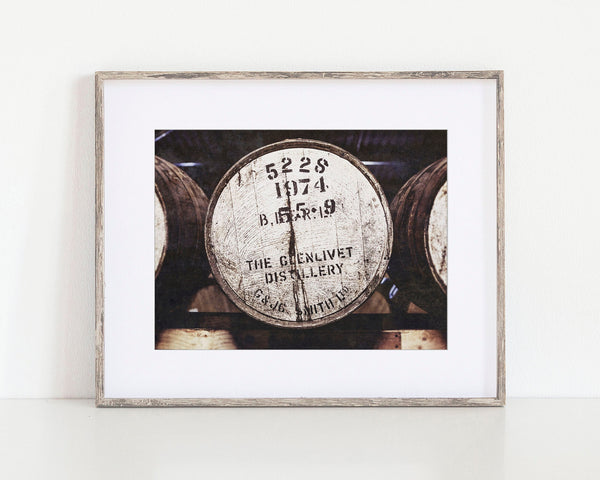 1974 Glenlivet Whiskey Barrel Print - Scotland - Perfect for Home or Bar Decor
