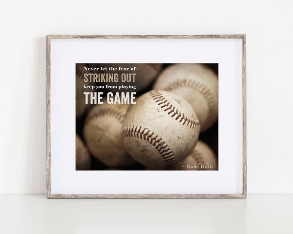 Babe Ruth Baseball Quote Print for Boys Bedroom Decor