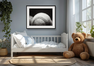 Lisa Russo Fine Art Sports Decor Vintage Baseball Black and White Photography Print for Boy's Bedroom or Nursery or Sports Office Decor