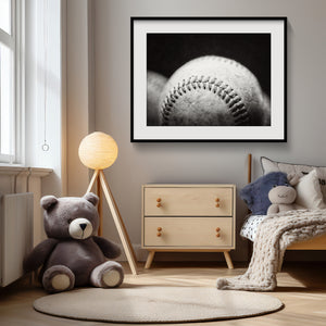 Lisa Russo Fine Art Sports Decor Vintage Baseball Black and White Photography Print for Boy's Bedroom or Nursery or Sports Office Decor