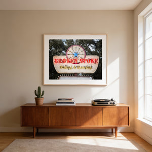 Lisa Russo Fine Art Travel Photography Broken Spoke Austin Texas Sign Print | Vintage Neon Sign Wall Art