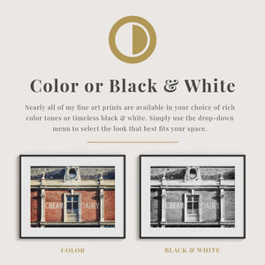 Lisa Russo Fine Art Travel Photography Cream Dairy Wall Art Print – Vintage London Architecture for Kitchen
