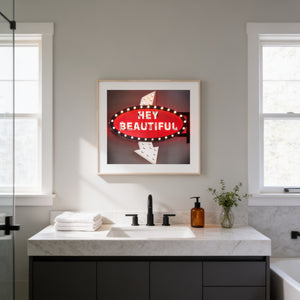 Lisa Russo Fine Art Travel Photography Hey Beautiful Vintage Sign Print | Retro Wall Art