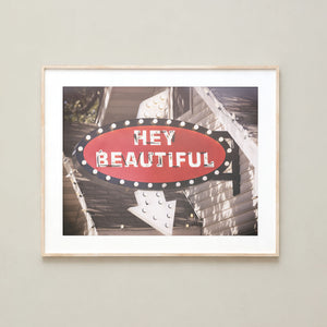 Lisa Russo Fine Art Travel Photography Hey Beautiful Vintage Sign Print | Retro Wall Art