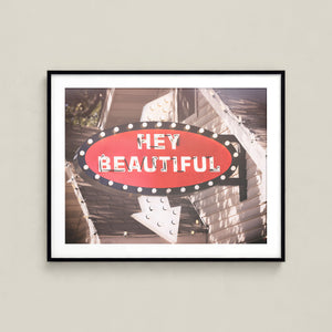 Lisa Russo Fine Art Travel Photography Hey Beautiful Vintage Sign Print | Retro Wall Art