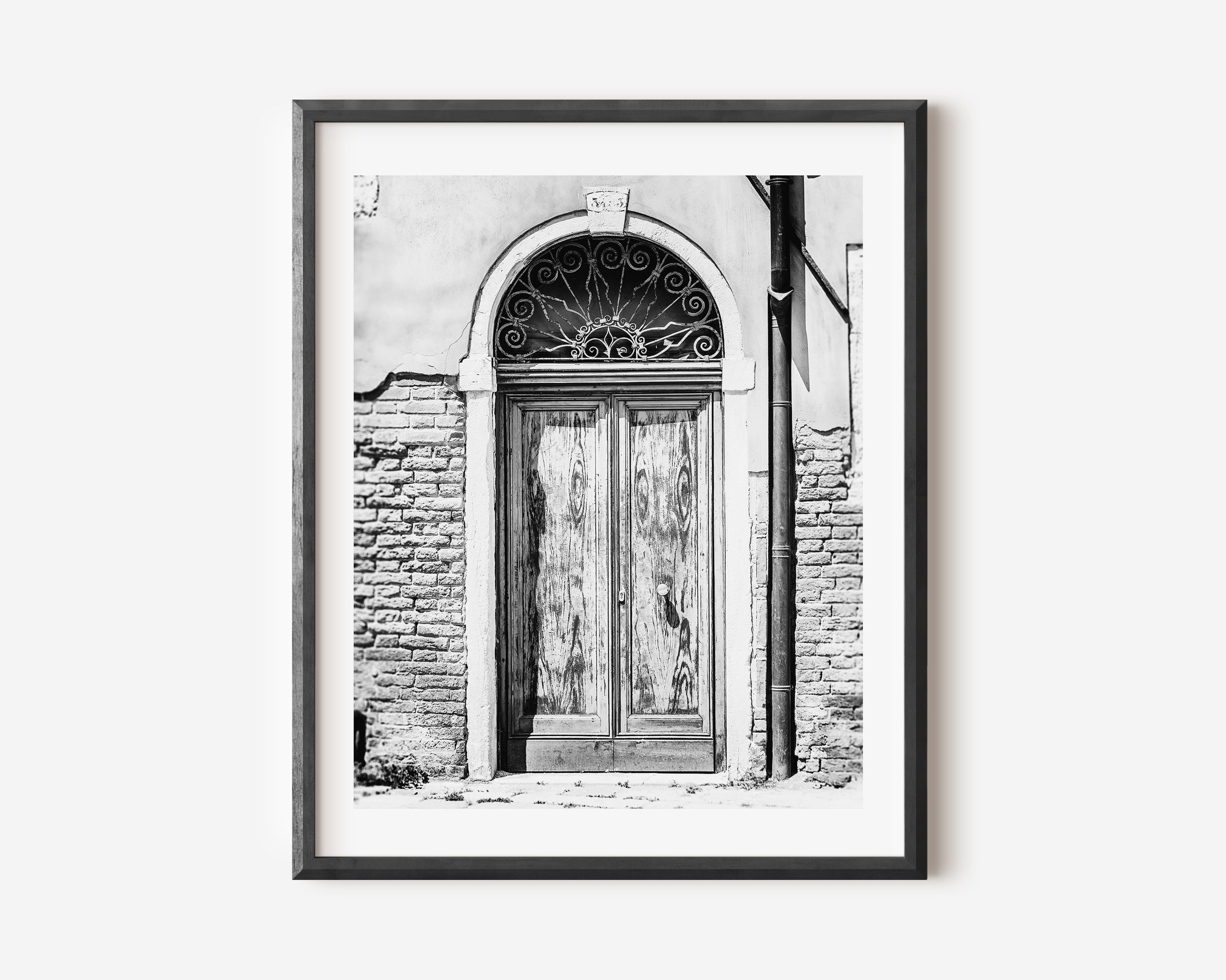 Black and White Venice Italy Vintage Door Photography Print or Canvas Wrap  | Lisa Russo Fine Art