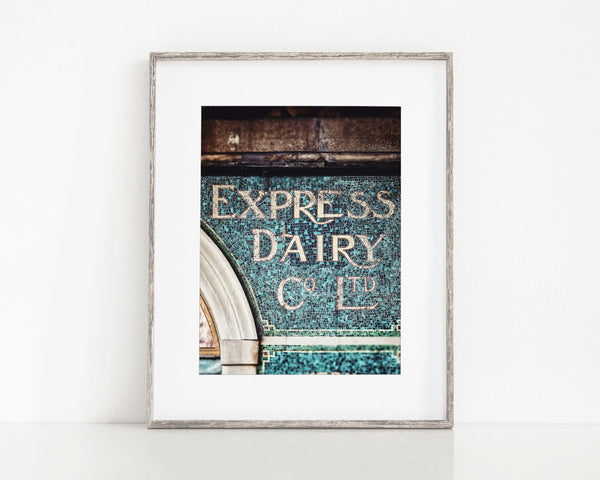 Vintage Express Dairy Company Limited Sign - London Wall Art for Kitchen