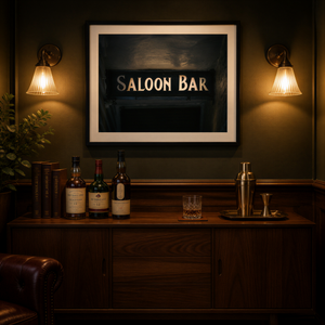 Lisa Russo Fine Art Travel Photography London Saloon Bar Sign Print | Moody English Pub Wall Art