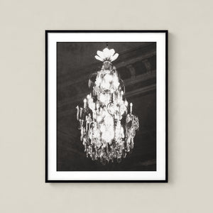 Lisa Russo Fine Art Travel Photography Monte Carlo Chandelier Print | Monaco Black & White Wall Art
