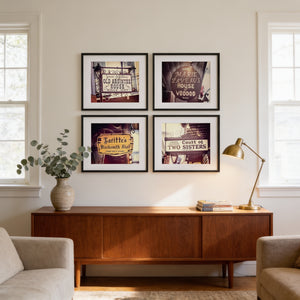 Lisa Russo Fine Art Travel Photography New Orleans Bourbon Street Bar Signs - Art Prints Set of 4