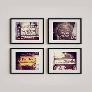 New Orleans Bourbon Street Bar Signs - Art Prints Set of 4