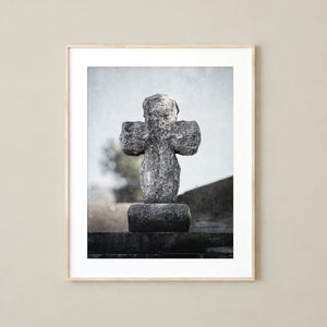 Lisa Russo Fine Art Travel Photography New Orleans Cemetery Cross Print | Moody Gothic Wall Art