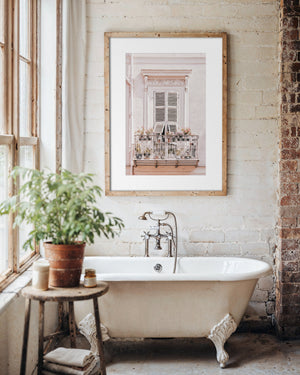 Lisa Russo Fine Art Travel Photography Pastel Balcony Print | French Window Wall Art | Menton, France Photography