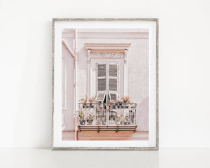 Lisa Russo Fine Art Travel Photography Pastel Balcony Print | French Window Wall Art | Menton, France Photography