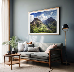 Lisa Russo Fine Art Travel Photography Three Sisters Glencoe Print – Scottish Landscape Art | Highlands Wall Decor