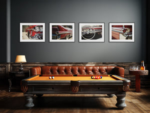 Lisa Russo Fine Art Vintage Car Photography Mid-Century Modern 1950s Red Cadillac Vintage Car Art Prints - Set of 4