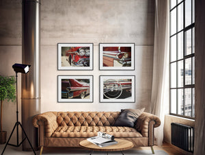 Lisa Russo Fine Art Vintage Car Photography Vintage Cars | Red 1950s Mid-Century Modern Decor | Art Prints Set of 4