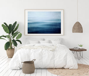 Modern Blue Abstract Print - Office Bedroom Bathroom Decor