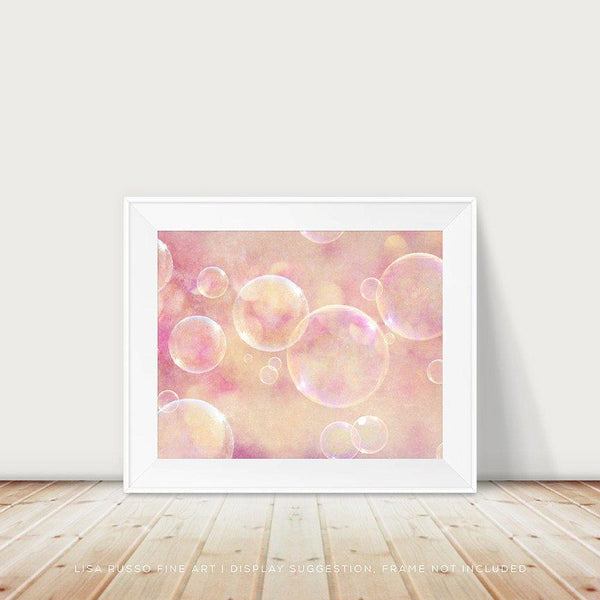 Girls Pink Abstract Bubbles Print - Bright and Playful Bathroom Decor