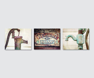 Colorful Bathroom or Laundry Room Wall Decor Set of 3