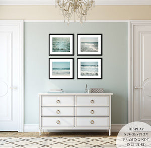 Aqua Seascapes Art Prints Set of 4 - Coastal Home Decor