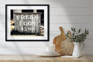 Whimsical Fresh Eggs Country Art Print for Kitchen Decor