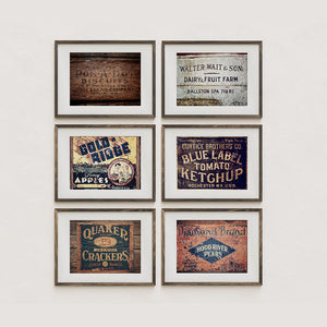 Rustic Farmhouse Kitchen Art Prints Set of 6 - Black and White