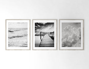 Minimalist Black and White Nature Art Print Set of 3 - Modern Wall Art