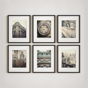 NYC Vertical Architecture Art Prints - Set of 6 - Black and White